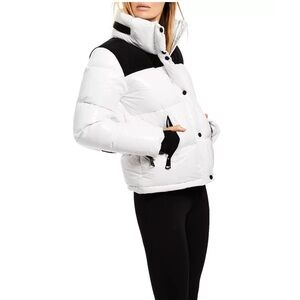 SAM Two-Tone Puffer Jacket in White and Black
